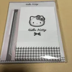 ハローキティ　レターセット　千鳥　ツイード　キルト柄　ブラック