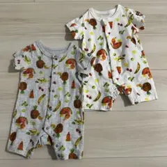 ロンパース 2枚セット ブリーズ エリックカールはらぺこあおむし 双子 おそろい