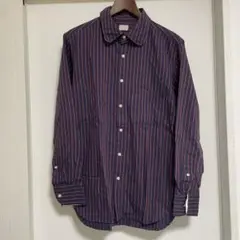古着　ストライプシャツ　丸襟