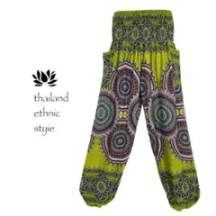 【新品】アラジンパンツ　タイパンツ【シャーリング】4050グリーン　D643-7