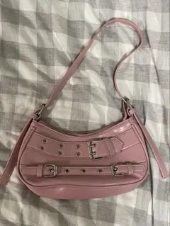 ピンク ハンドバッグ ベルト付き