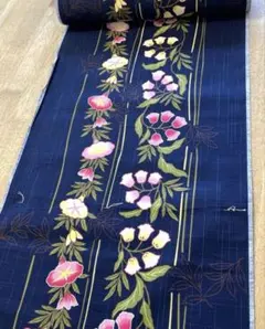 京都くろちく【未使用】高級麻暖簾「秋草と月」150センチ♪日本製