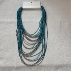 ターコイズブルー シルバー 多層ネックレス