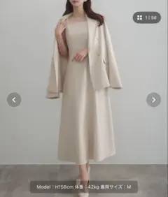 金ボタンテーラードジャケット＋キャミワンピース セット(フレア)