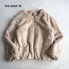 THE SHOP TK ボアジャケット 羽織り ノーカラー ベージュL 美品