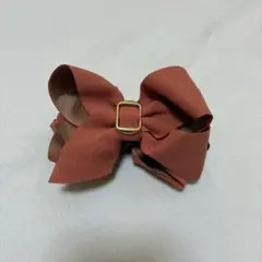 リボン バレッタ ヘアクリップ ブラウン