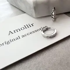 ★No.8 カット入りフープピアス/シルバー ストーンピアス シルバー925