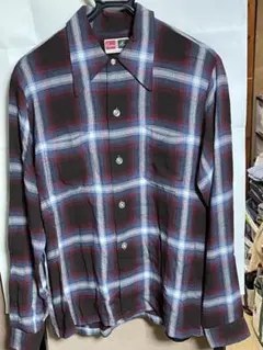 60s ロカビリー　ストライプ　ウールシャツ　開襟　ヴィンテージ　オンブレ　古着 60s ロカビリー ストライプ ウールシャツ 開襟 ヴィンテージ