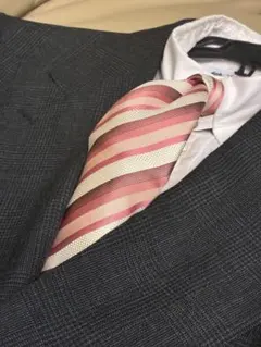 【美品】Paul Stuart ピンクストライプ ネクタイ