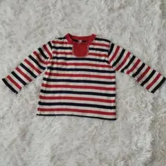 赤・紺・白ストライプ長袖Tシャツ