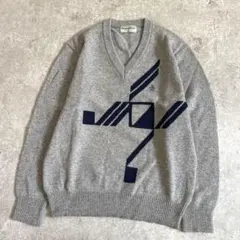 マンシングウェア 長袖ウールVネックセーター 幾何学 古着 ゴルフ c471