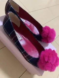 DIANA チェック柄 フラットシューズ