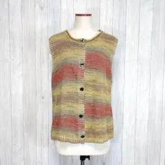 【Enseigne】ニットベスト 羽織り ノースリーブ ボーダー 秋冬