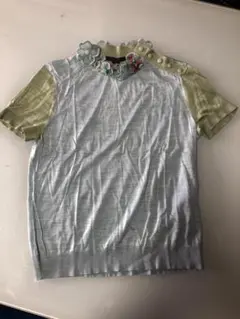 美品✨セリーヌ ヴィンテージ ポルカドット半袖ブラウス 水玉 ロゴ刺繍