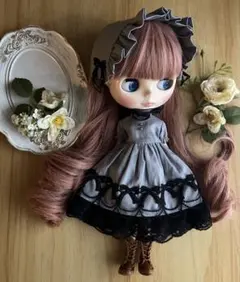 ネオブライスサイズ　ワンピース、ペチコート、ヘッドドレスセット　グレーのサムネイル