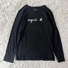 agnes b. アニエスベー　ロゴプリント コットン 長袖 Tシャツ　黒