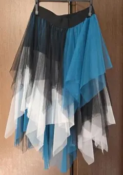 フレアスカート 青 黒 白 チュール