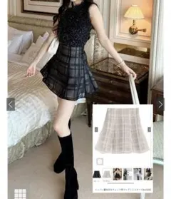 GRL インパン裏地付きチェック柄フレアミニスカート[tu1028]