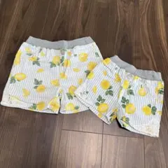 ライトオン　MPS レモン柄　ショートパンツ　おそろ　姉妹コーデ　110/140