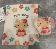 新品 日焼けキティ 巾着 クッションキーホルダー