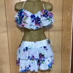 フラワープリントフリルセパレートスカート水着9M Fサイズ