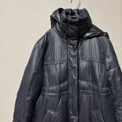 オットー　ダウンコート(L)ブラックロング丈　ダウン&フェザー50%