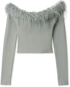 SNIDEL オフショルフェイクファードッキングニットプルオーバー