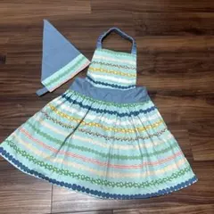 ハンドメイド　キッズエプロン三角巾つき