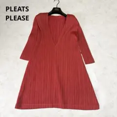超美品）パーリーゲイツ、モックネック、ニットワンピース、ピンク色