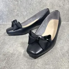 【美品】DIANA パンプス リボン スクエアトゥ 22.5cm チャンキー