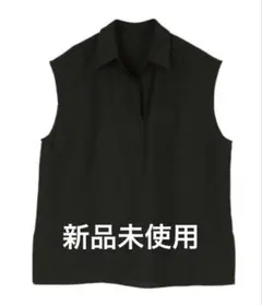 ur’s（ユアーズ）　リネンライクフレンチスリーブスキッパーブラウス　黒　Sのサムネイル