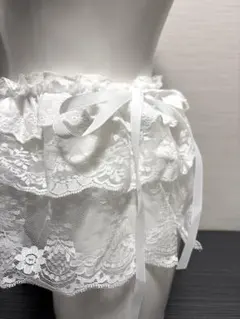 レース フリル ミニスカート レイヤード ホワイト