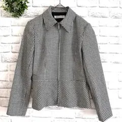 MATURE RADIANCE★ジャケット(L相当) 黒 千鳥格子 ブルゾン