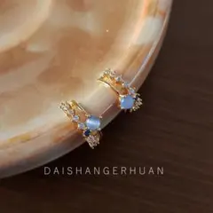 ★silver925ポスト アクアマリン・サファイアストーンゴールドピアス