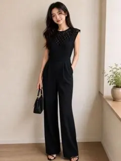 セオリーリュクス オールインワン ノースリーブ シルク ギャザー 黒 