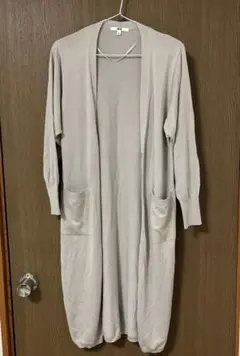ユニクロ　ベージュ 薄手　ロングカーディガン 長袖 ポケット付き