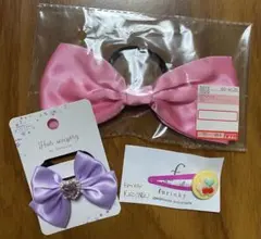 ヘアゴムりぼん2つ、ヘアピンセット