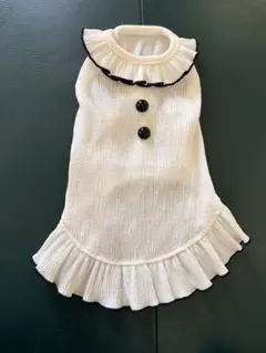鎌倉ドッグ　春夏フリル付きホワイト犬服のサムネイル