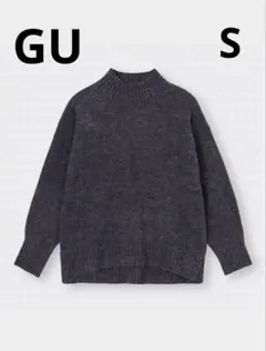 GU ダークグレー パフィータッチハイネックチュニック