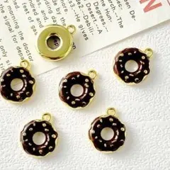 チョコドーナツゴールド スイーツチャーム ハンドメイド素材 4個セット