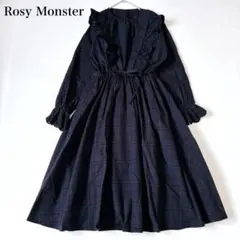 美品♡ロージーモンスター フリル チェック ロングワンピース レース袖 Mサイズ