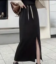 黒 スリット入り ロングスカート