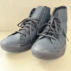 【極美品】コンバース オールスター HI ブラックモノクローム レザー 25