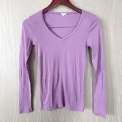 ジェイクルー【XS】コットン100% Vネック ロングTシャツ パープル 差し色のサムネイル