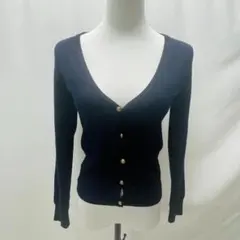 【美品】MISCH MASCH ネイビー 長袖カーディガン 38 M ウール混