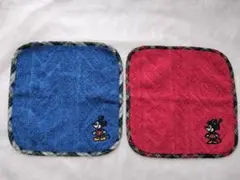 内野 ウチノ ミッキー＆ミニー　ハンドタオル　タオルハンカチ　2枚セット