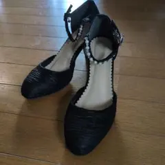 Lサイズ　ブラック アンクルストラップ ハイヒール