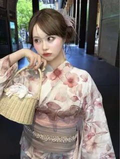 GRL 3点セット2way 水彩花柄セパレート　浴衣 fy037 試着のみのサムネイル