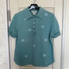 Eddie Bauer エディバウワー⭐︎水色 刺繍ポロシャツ 半袖Lサイズのサムネイル