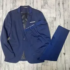 ザラ ネイビー 1B スーツ ストレッチ セットアップ L相当 ZARA